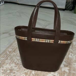 Burberry Dark Brown Leather Handbag/Shoulder Bag